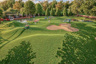 3d showcase golf course,terrain model,outdoor facility design,sport court render