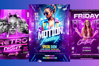 design party flyer, sport flyer, club event, dj, pool party and birthday flyer