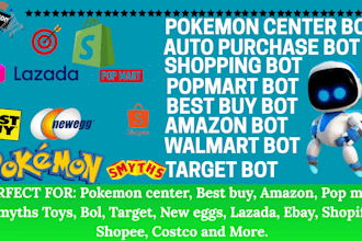 build auto purchase bot shopping bot auto checkout bot walmart bot pokemon bot