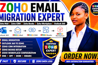 migrate email zoho mail integrate zoho CRM zoho book zoho workplace outlook365