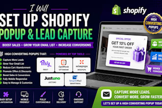 set up shopify popup and lead capture privy optinmonk wisepops justuno