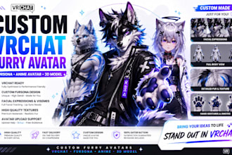 custom vrchat furry avatar furry nsfw fursona vr character anime avatar 3d model