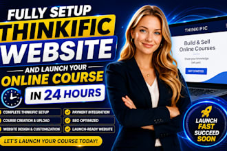 fully set up thinkfic website and launch your online course