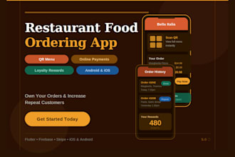 build restaurant food ordering app with qr menu, online payment, loyalty rewards