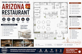 draw architectural plan arizona restaurant space planning store and cafe design