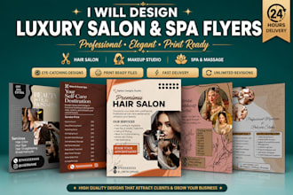 design luxury salon, spa, beauty, makeup and hair salon flyers