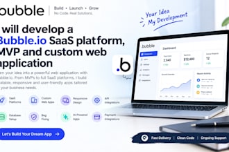 develop a bubble io saas platform, mvp and custom web application