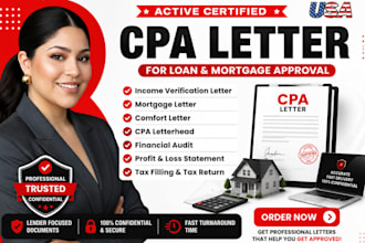 provide CPA mortgage letter comfort letter income verification for loan approval