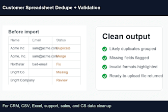 deduplicate and validate your customer spreadsheet