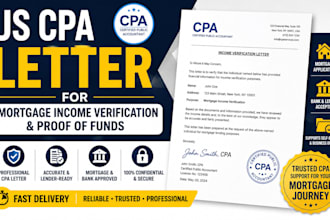 provide US CPA letter for mortgage income verification proof of funds
