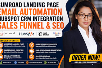 do gumroad landing page hubspot automation sales funnel crm integration seo