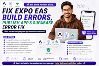 fix expo eas build errors, publish app and supabase error fix