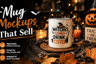 create halloween mugs tumbler mockups for etsy sellers pod designs