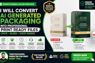 convert al generated packaging into professional print ready files cmyk print