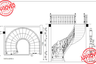 design detailed staircase, handrail, wooden, metal, spiral stair in 3d render