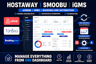 setup hostaway, smoobu, igms channel manager for airbnb vrbo and booking com
