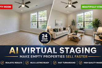 virtually stage empty rooms and real estate photos fast