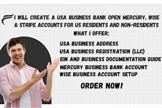 create USA business bank open mercury wise stripe bank as a non US resident
