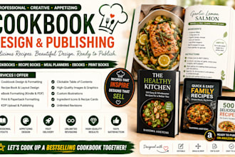 write and design cookbook, recipe book, cookbook design, and cookbook formatting