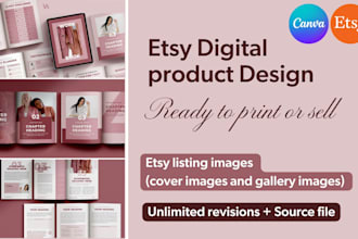 design professional etsy digital products, printables, workbooks and planners