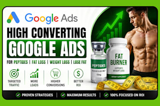 setup high converting google ads for peptides, fat loss, weight loss, lose fat