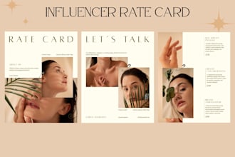 design a professional media kit and influencer rate card