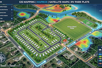 design gis animated maps for evacuation field rv park plat pixel satelite mapbox