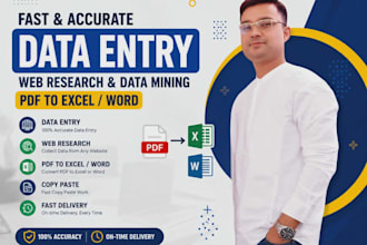 convert PDF to excel, word and do fast data entry