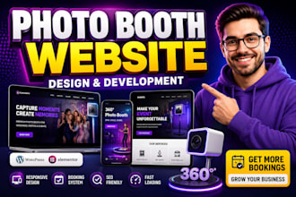 design a stunning 360 photo booth and party rental website, booking business