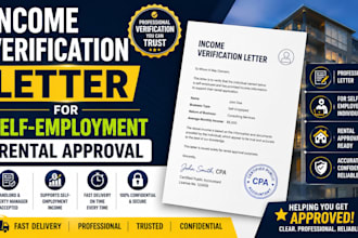 issue income verification letter for self employment rental approval