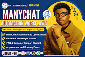 automate instagram, facebook, and whatsapp with manychat chatbot