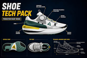 design custom shoe tech pack sneaker tech pack design for your brand