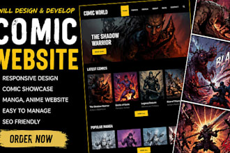 design or redesign comics website, comic illustration website, anime website