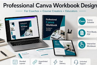 design a branded canva workbook PDF for coaches and course creator