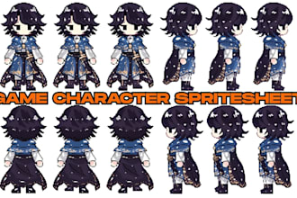 create 2d game character sprite sheet pixel art character indie game asset