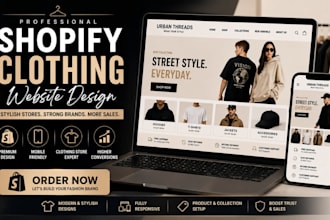 design shopify clothing website, clothing shopify store, clothing brand website
