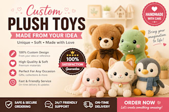 create custom plush toys and personalized stuffed animal dolls for gifts