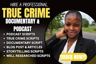 write youtube true crime script bodycam podcast script documentary script
