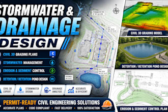 design stormwater drainage, civil 3d grading, erosion control and pond plans