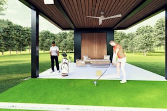 render 3d golf course model design recreation,fairway pavilion,clubhouse terrace