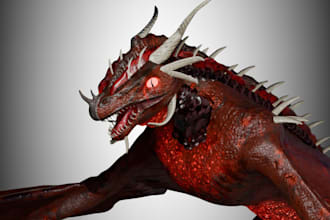 do 3d dragon creature and animal model with rigging animation and 3d printing