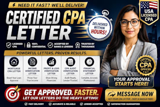 write CPA comfort letter, income verification, financial statement, income proof