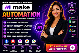 setup and fix make com automation n8n zapier automation make com expert