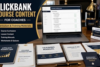 write engaging clickbank affiliate marketing course content curriculum for coach