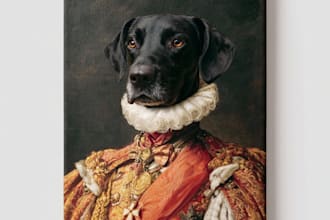 custom royal pet portrait cat portrait, dog portrait
