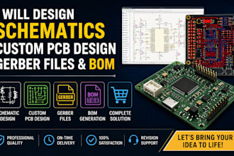 design schematics, custom pcb design, gerber files and bom