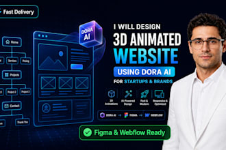 design a 3d animated website using dora ai for startups and brands