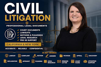 be your civil lawyer and draft legal documents in california ny and other state