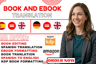 be your ebook translator, book editing formatting spanish to english translation