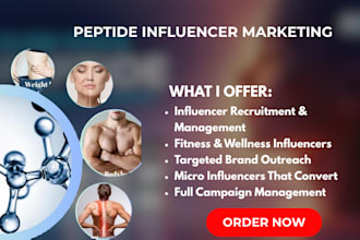 recruit and manage peptide influencer to promote and market your peptide product